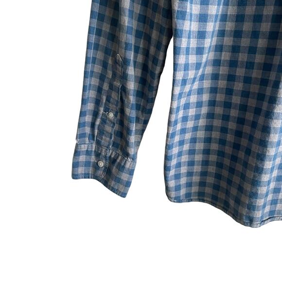 J Crew Mens Shirt L Blue Gray Gingham Slim Long Sleeve Button Down Casual Preppy - Picture 5 of 12